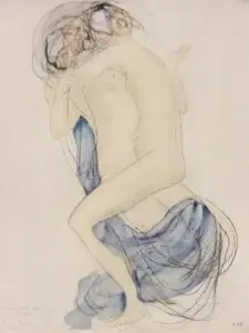 Rodin, femmes enlacées, estampe pochoir, jacomet
