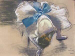 estampe pochoir, jacomet, degas, danseuse relaçant son chausson
