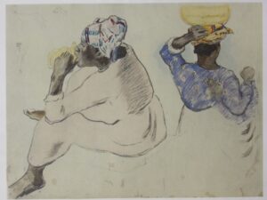 femmes maori gauguin, estampe pochoir, jacomet