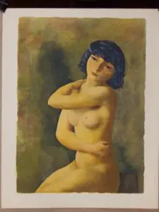 kisling femme bleue, estampe pochoir, jacomet