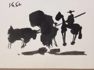 la corrida picasso, estampe pochoir, jacomet