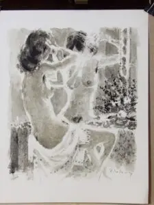 lelong, femme au miroir, estampe pochoir, jacomet