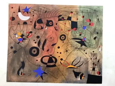 pochoir, stencil, estampe, atelier jacomet, MIRO CONSTELLATIONS